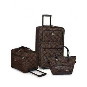 American Flyer Pemberly 3 PC Luggage Set Classic Brown Brown- Travel bag a